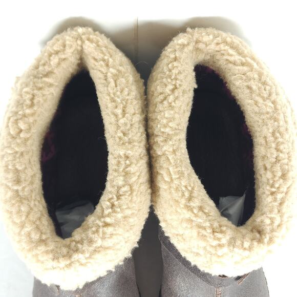 Timberland Women’s Bayden US9,5 Brown Leather Wedge Ankle Shearling Boots Bootie - Picture 11 of 16